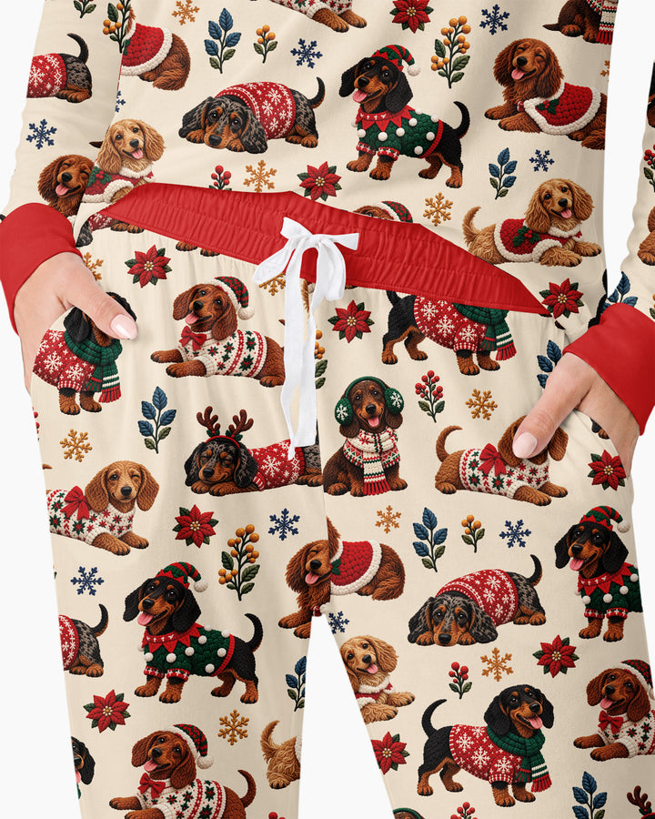 Dachshund Christmas Bamboo Women Pajama Set