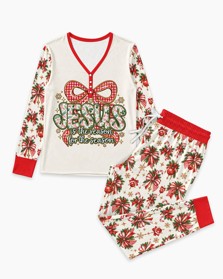 Coquette Floral Jesus Is The Reason Mommy And Me Matching Bamboo Women Pajama Set