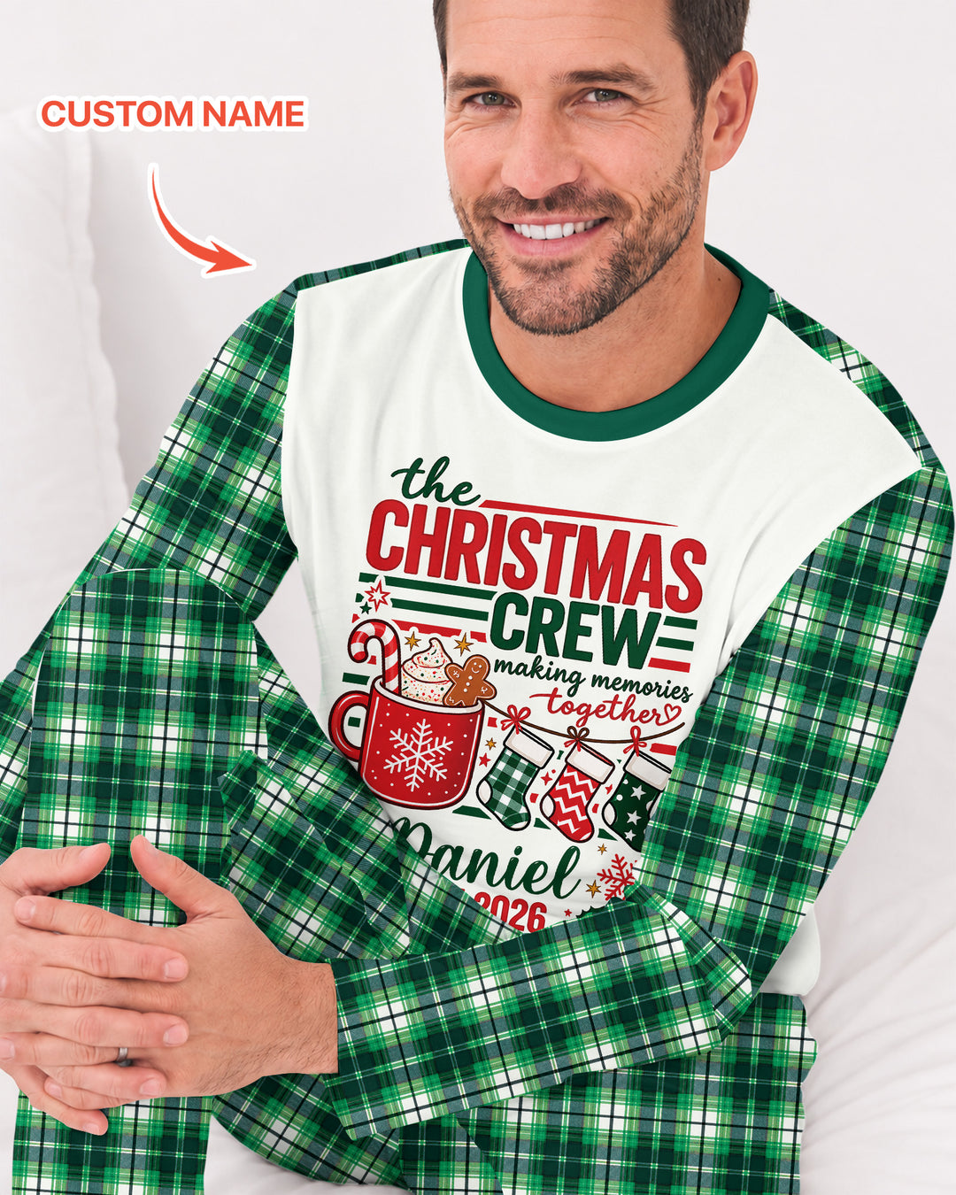 The Christmas Crew Custom Name Bamboo Men's Pajama Set