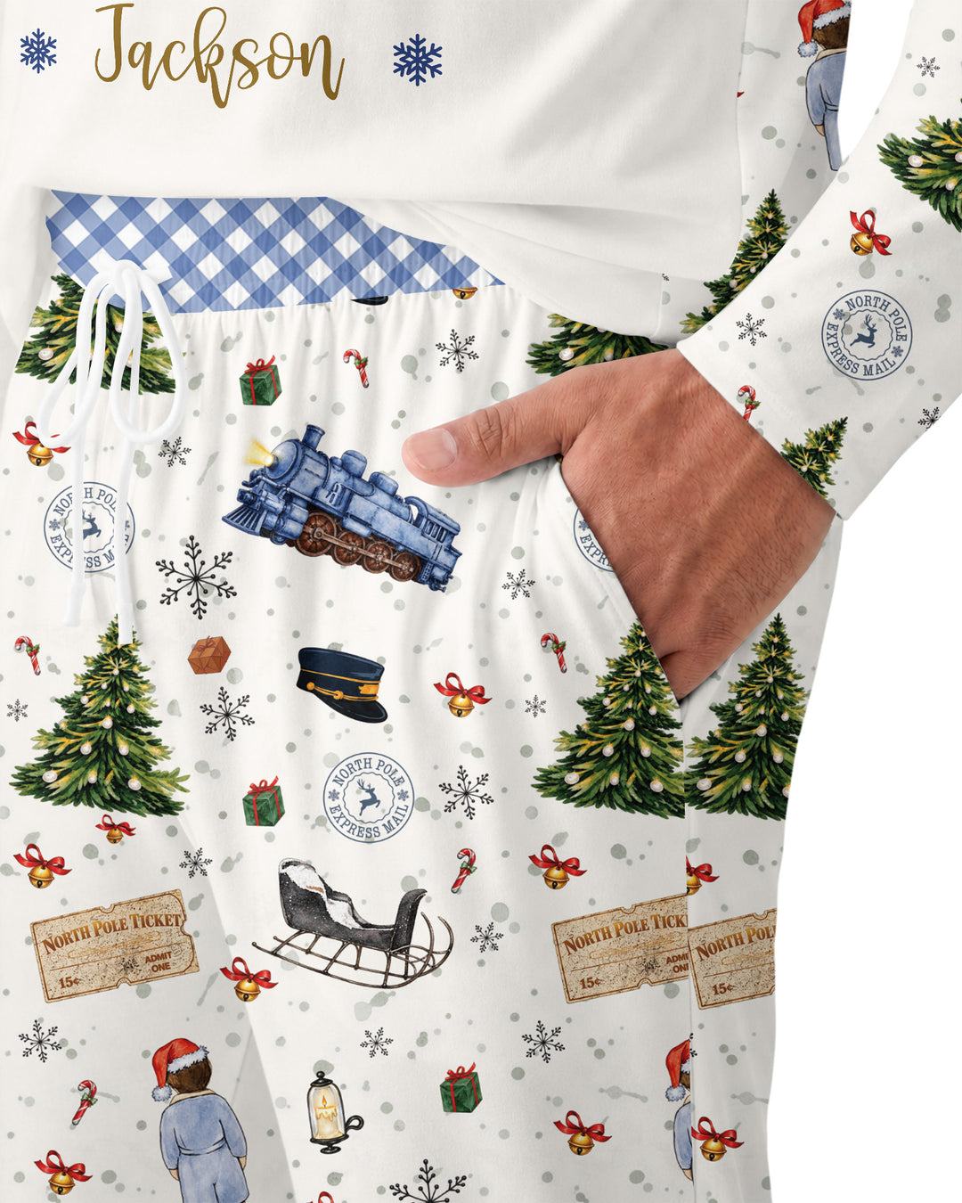 Custom Name North Pole Adventure Bamboo Men's Pajama Set