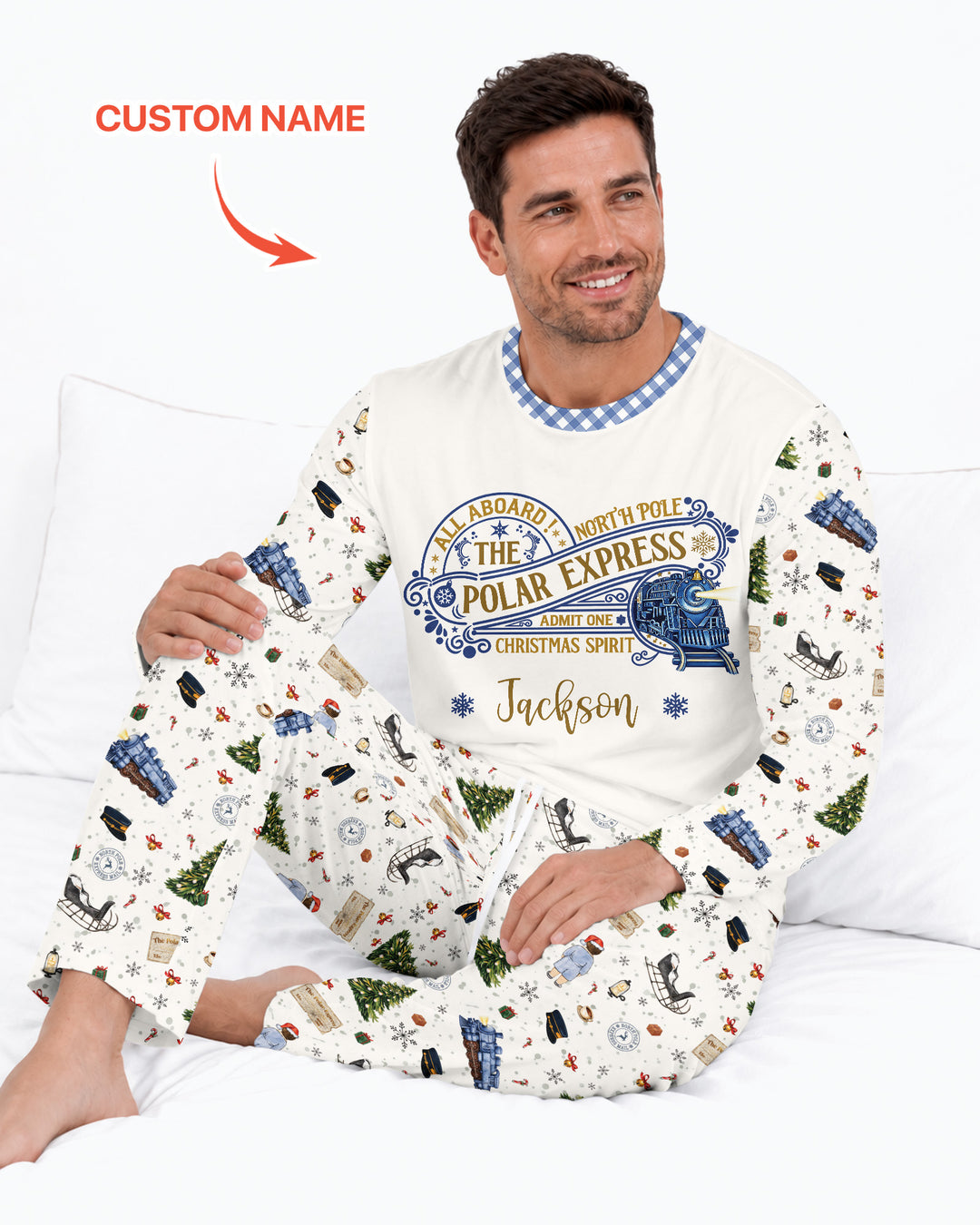Custom Name North Pole Adventure Bamboo Men's Pajama Set