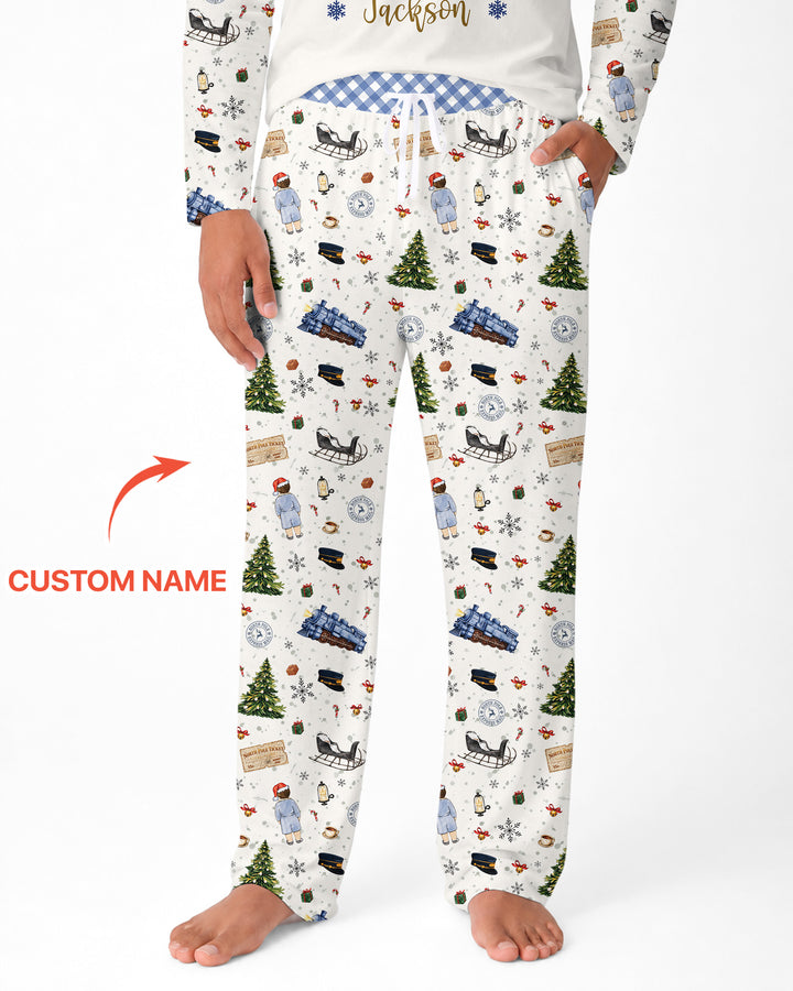 Custom Name North Pole Adventure Bamboo Men's Pajama Set