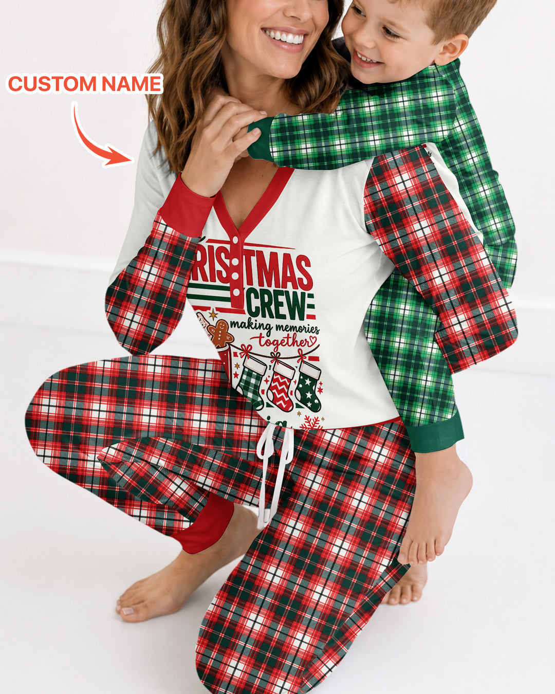 The Christmas Crew Custom Name Bamboo Women Pajama Set
