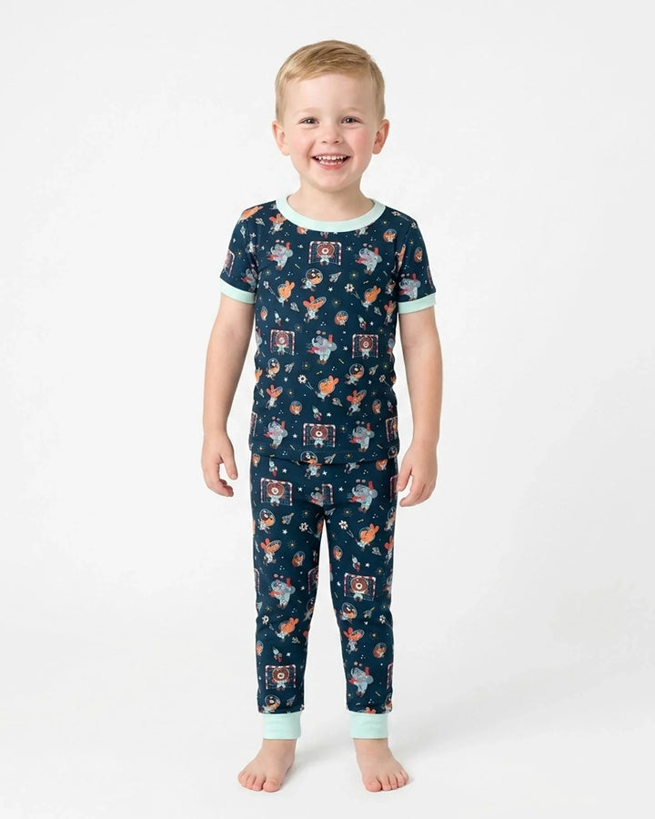 Space Soccer Bamboo Two Piece Short Sleeve Pajama Set