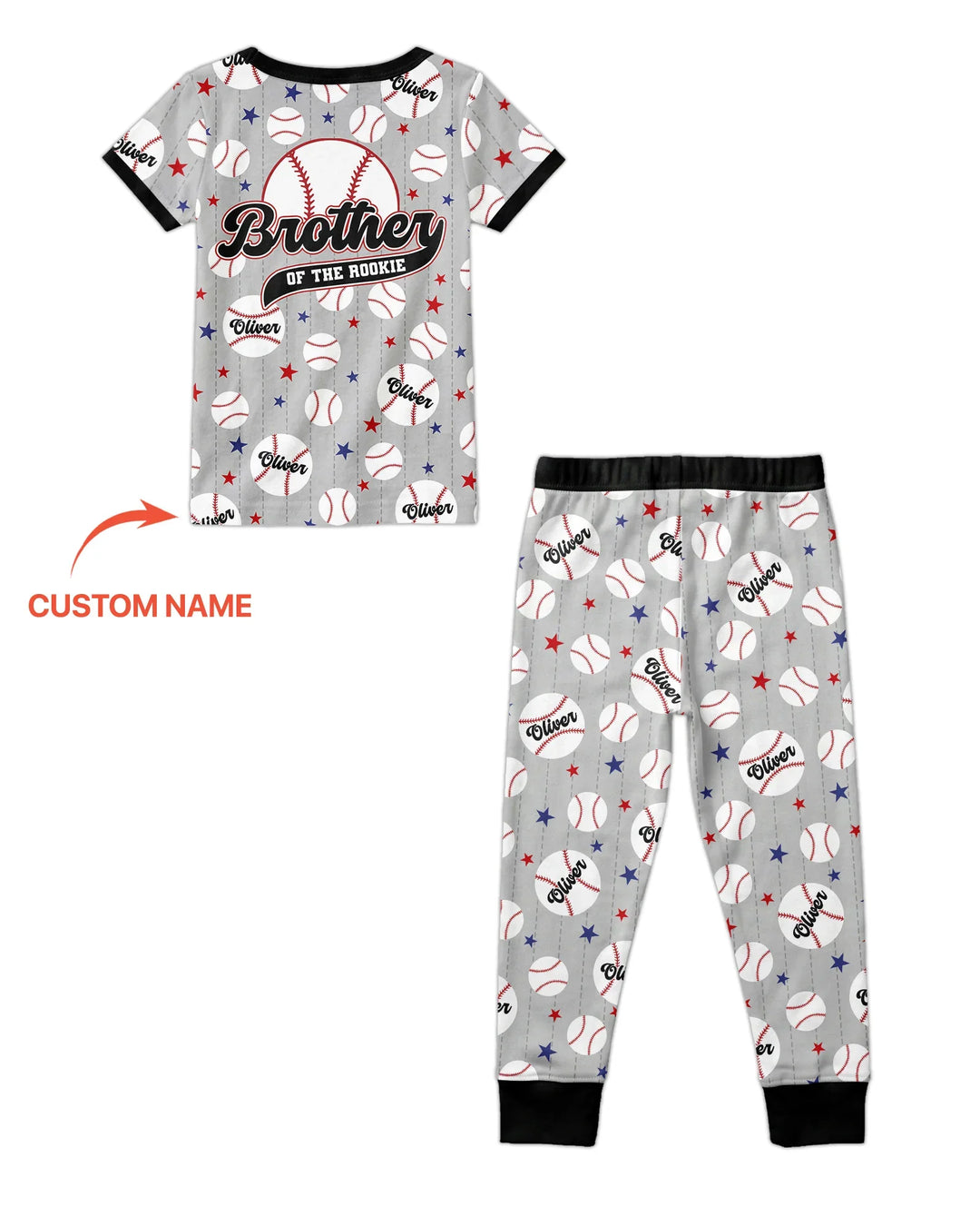Conjunto de pijama de dos piezas de bambú a juego con mangas cortas y nombre personalizado "Novato del año"