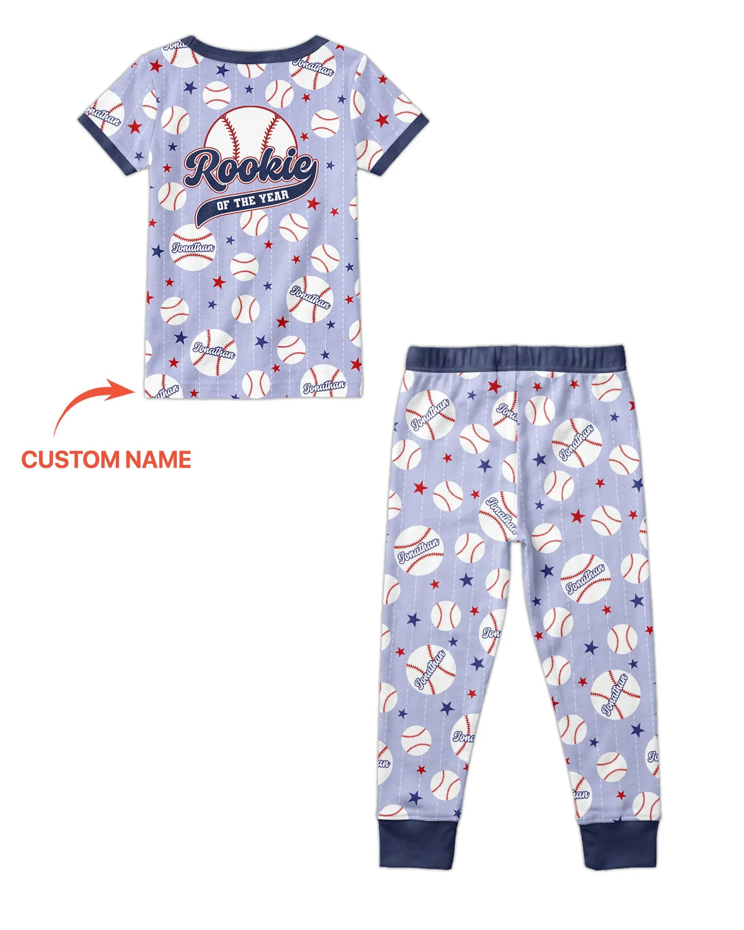 Conjunto de pijama de dos piezas de bambú a juego con mangas cortas y nombre personalizado "Novato del año"