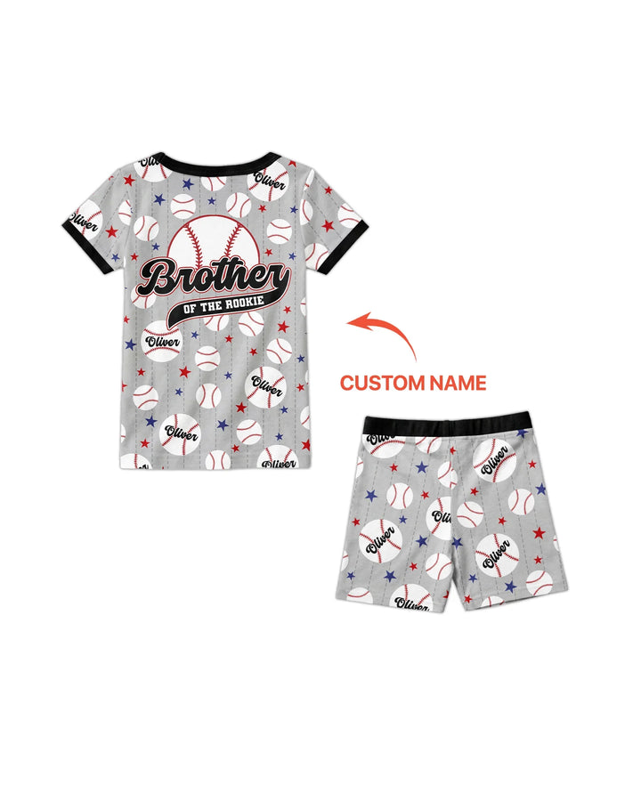 Custom Name Rookie of The Year Matching Bamboo Two Piece Short Sleeve Shorts Pajama Set
