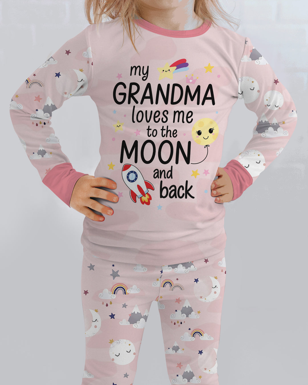My Grandma Loves Me To The Moon And Back Bamboo Two Piece Long Sleeve Pajama Set