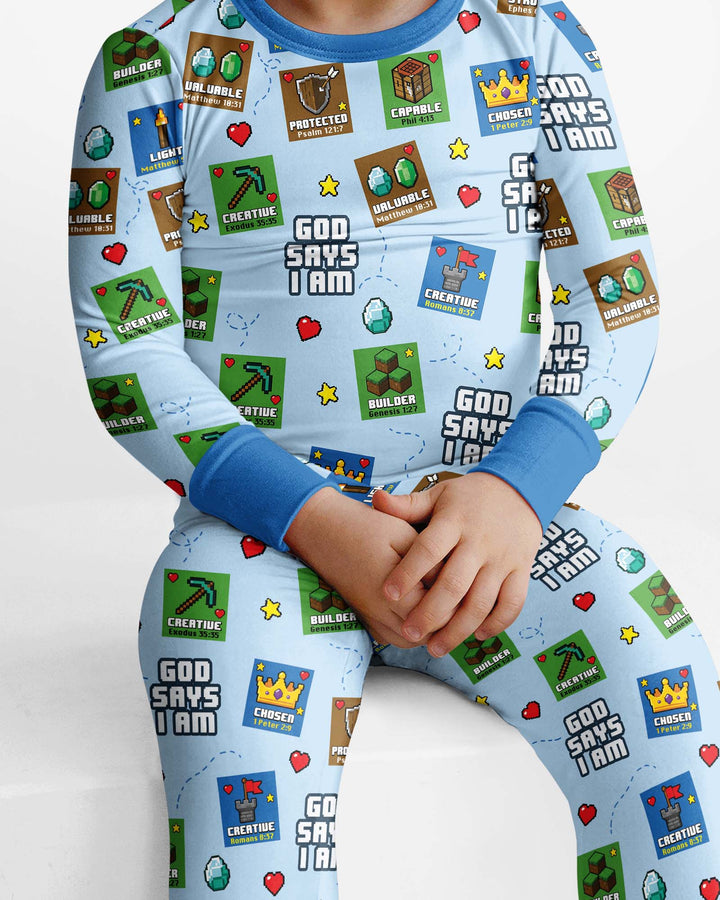God Says I Am Gamer Bamboo Two Piece Long Sleeve Pajama Set