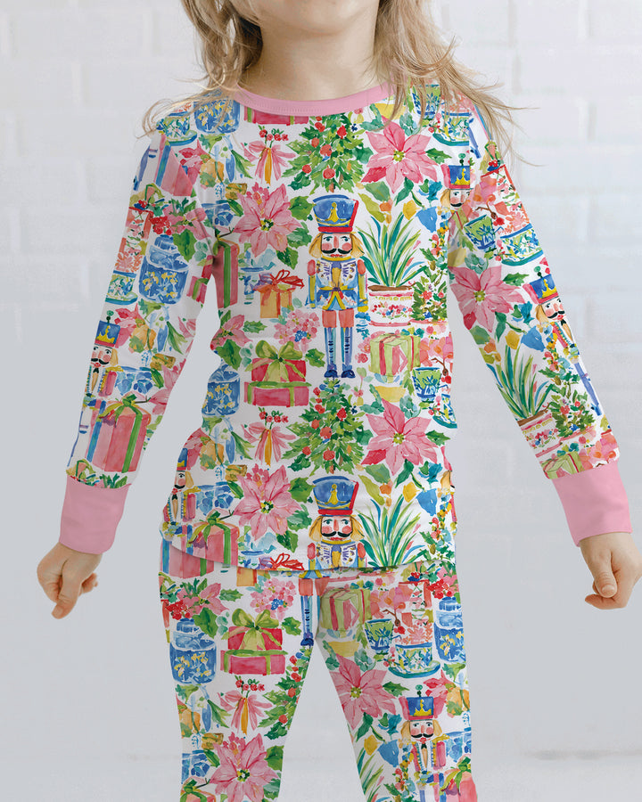 Watercolor Nutcracker Holiday Bamboo Two Piece Long Sleeve Pajama Set