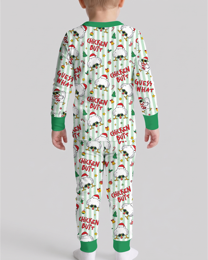 Guess What Chicken Butt Christmas Bamboo Two Piece Long Sleeve Pajama Set
