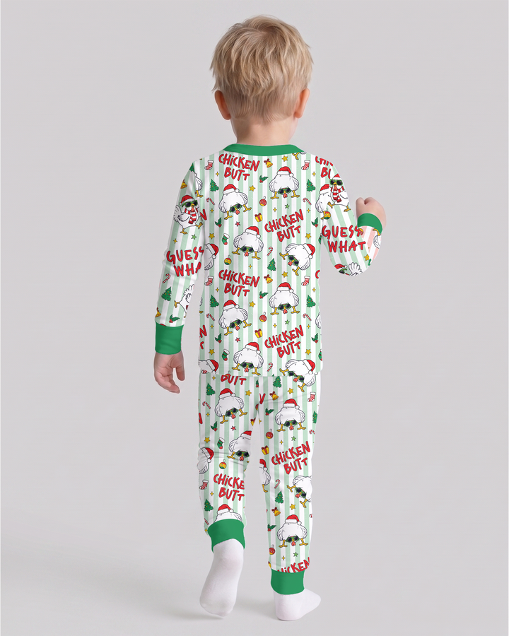Guess What Chicken Butt Christmas Bamboo Two Piece Long Sleeve Pajama Set