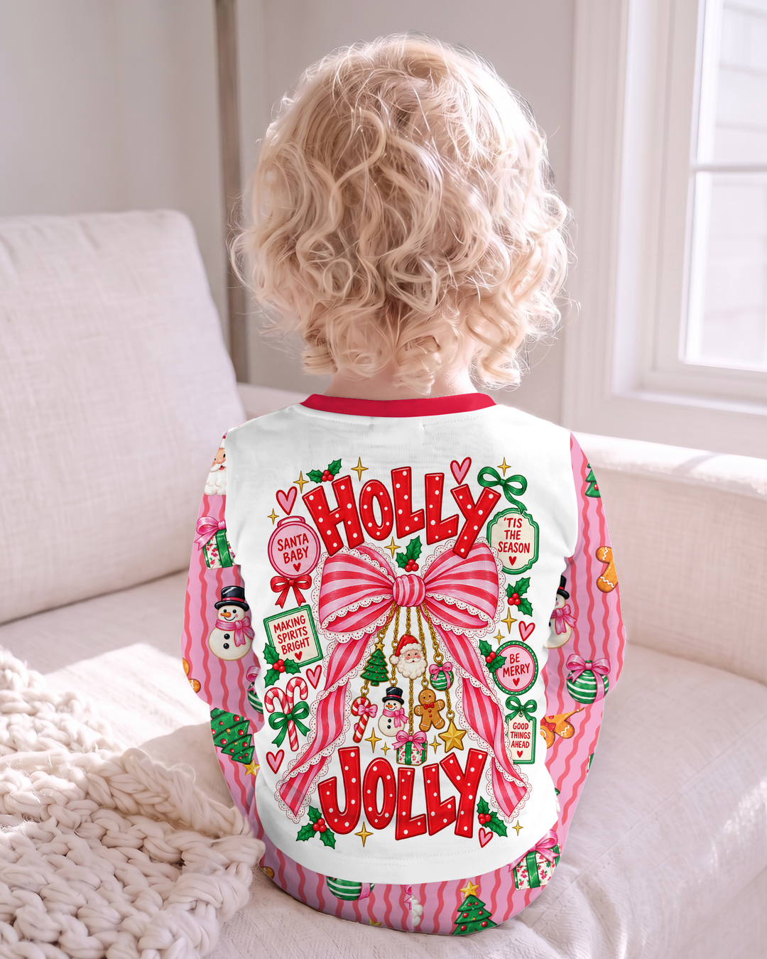 Holly Jolly Custom Name Mommy & Me Matching Bamboo Two Piece Long Sleeve Pajama Set