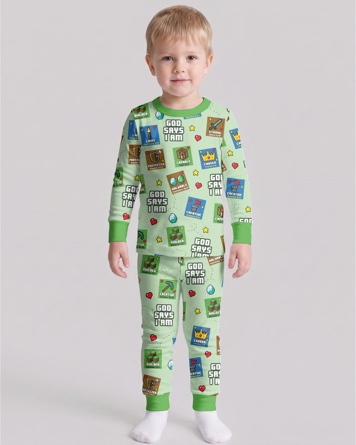 God Says I Am Gamer Bamboo Two Piece Long Sleeve Pajama Set