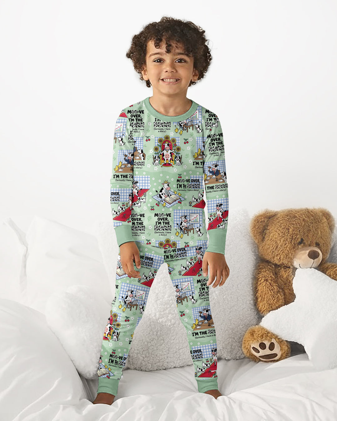 Moove Over Im The Boss Bamboo Two Piece Long Sleeve Pajama Set