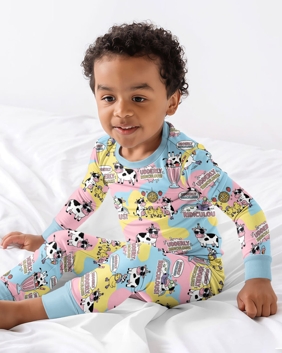 Too Ridiculous To Moo Bamboo Two Piece Long Sleeve Pajama Set