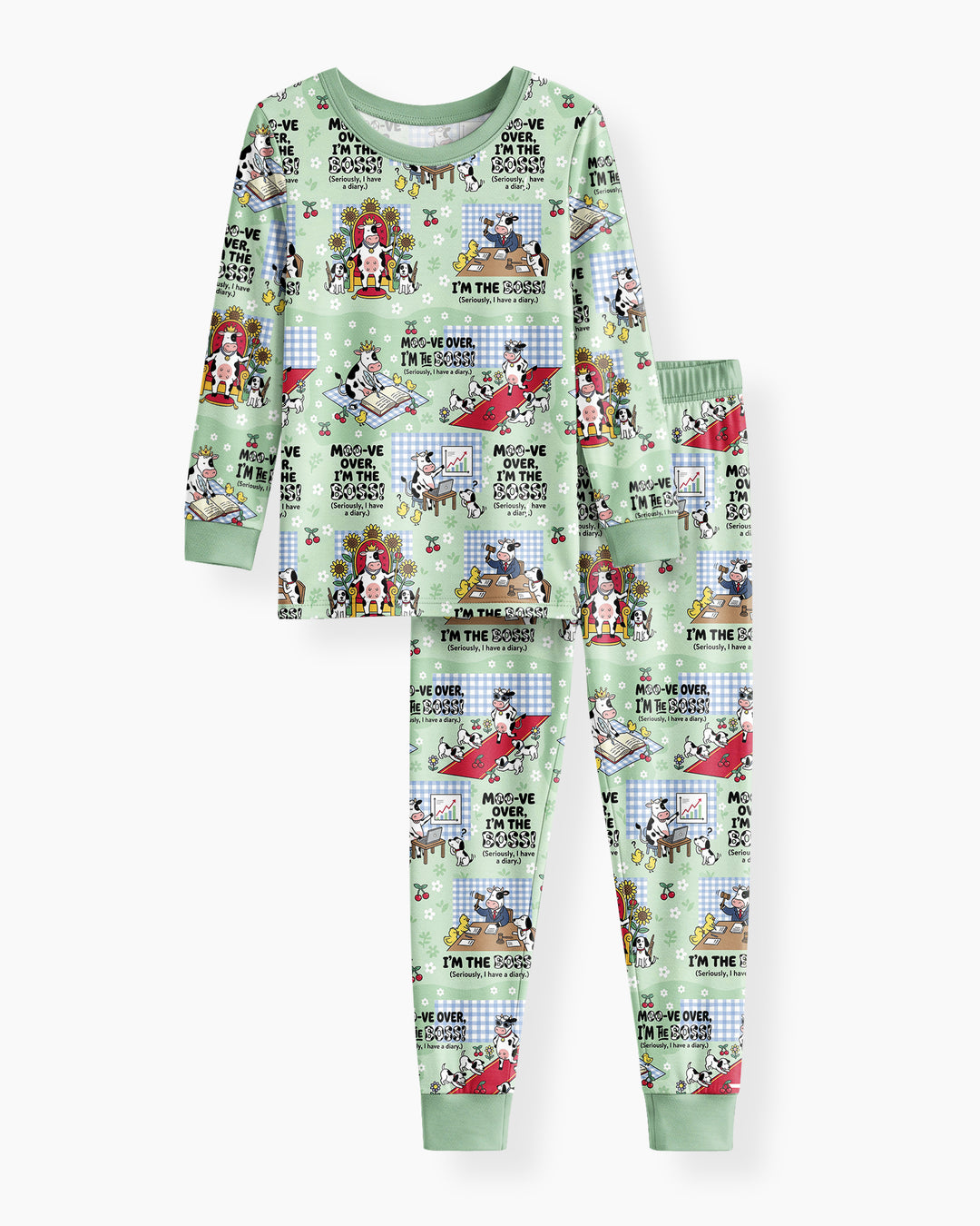Moove Over Im The Boss Bamboo Two Piece Long Sleeve Pajama Set