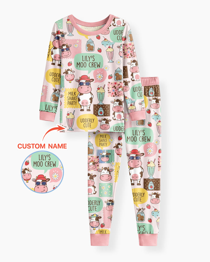 Custom Name The Milkshake Secret Society Bamboo Two Piece Long Sleeve Pajama Set