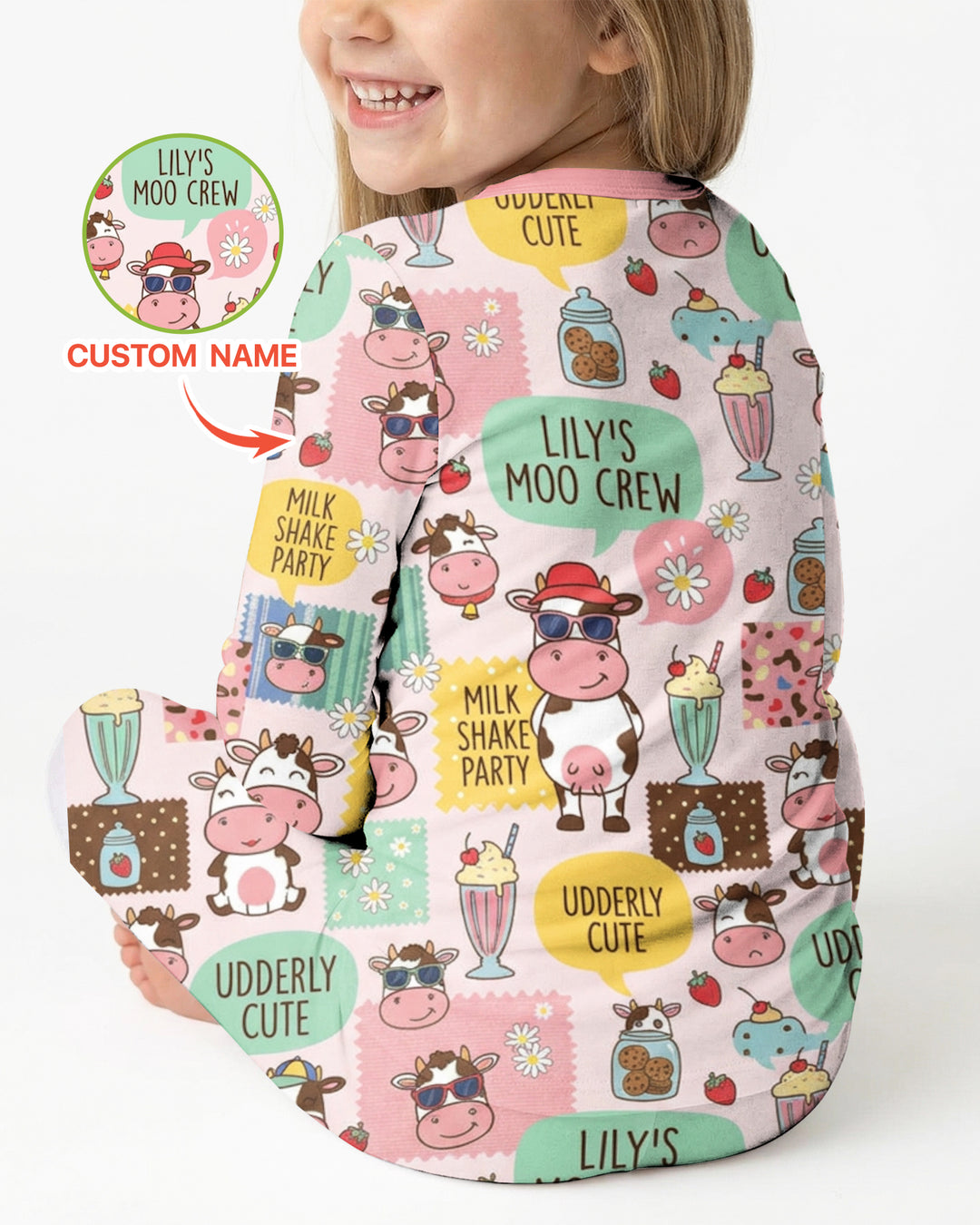 Custom Name The Milkshake Secret Society Bamboo Two Piece Long Sleeve Pajama Set