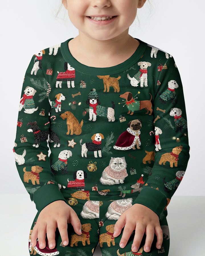 Winter Wonderland Bow Wow Bamboo Two Piece Long Sleeve Pajama Set