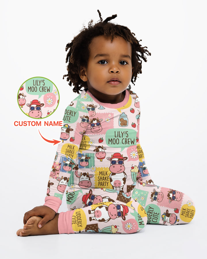 Custom Name The Milkshake Secret Society Bamboo Two Piece Long Sleeve Pajama Set