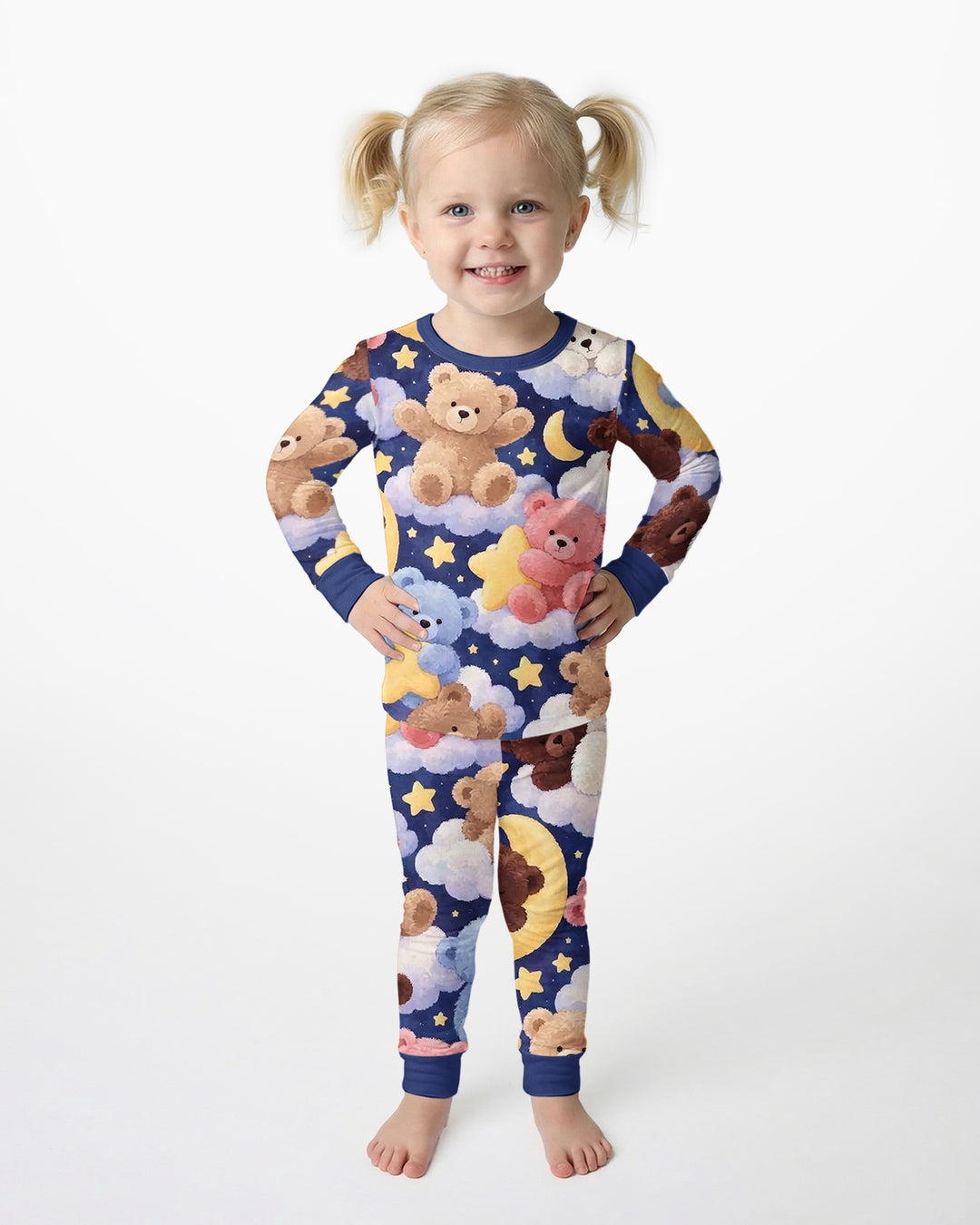 No Gravity Teddy Snooze Bamboo Two Piece Long Sleeve Pajama Set