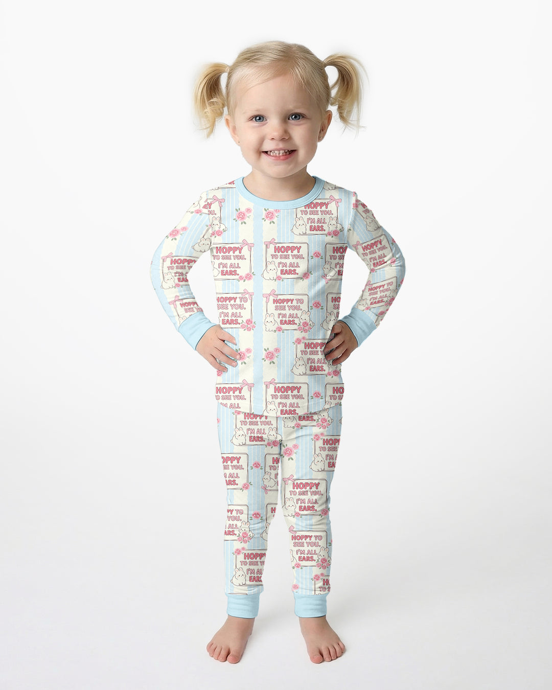 Hoppy To See You Bamboo Two Piece Long Sleeve Pajama Set