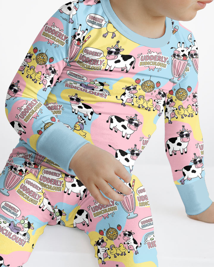 Too Ridiculous To Moo Bamboo Two Piece Long Sleeve Pajama Set