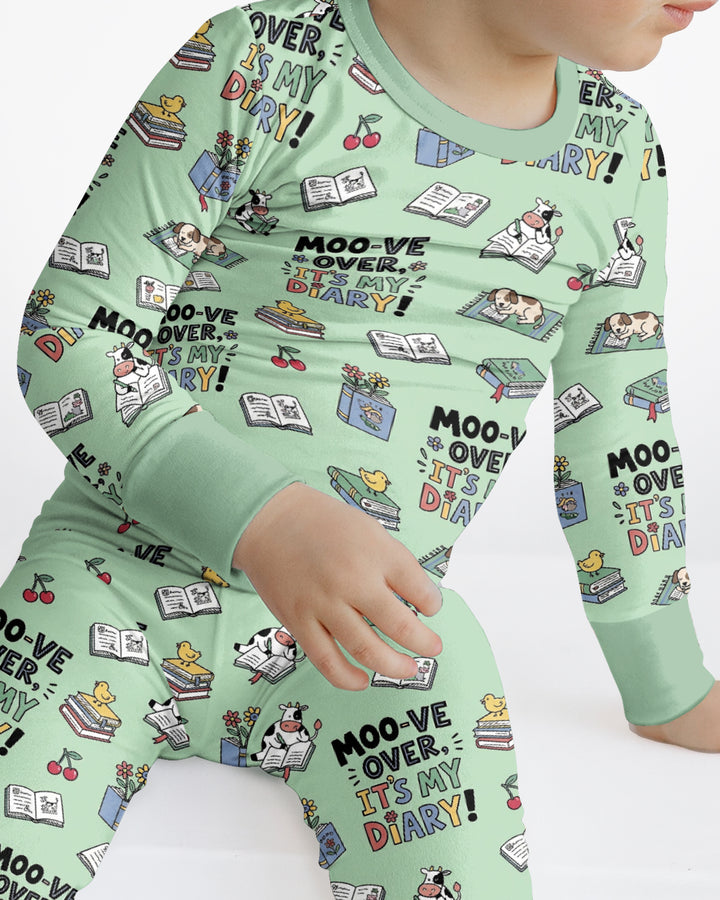 Moove Over Its My Diary Bamboo Two Piece Long Sleeve Pajama Set