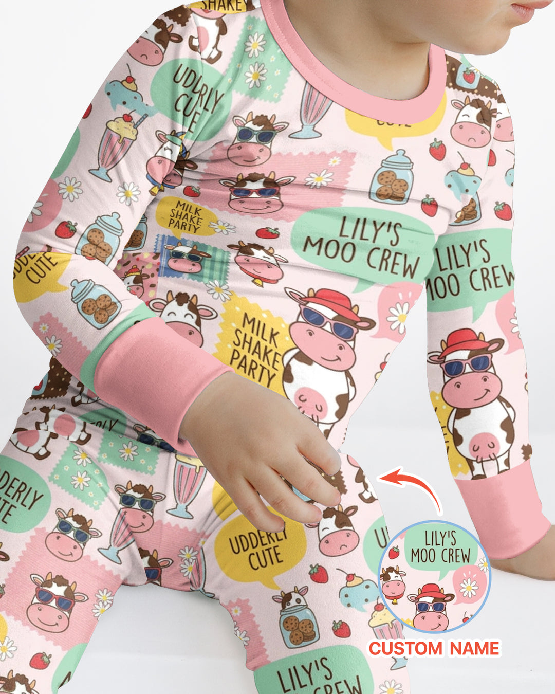 Custom Name The Milkshake Secret Society Bamboo Two Piece Long Sleeve Pajama Set