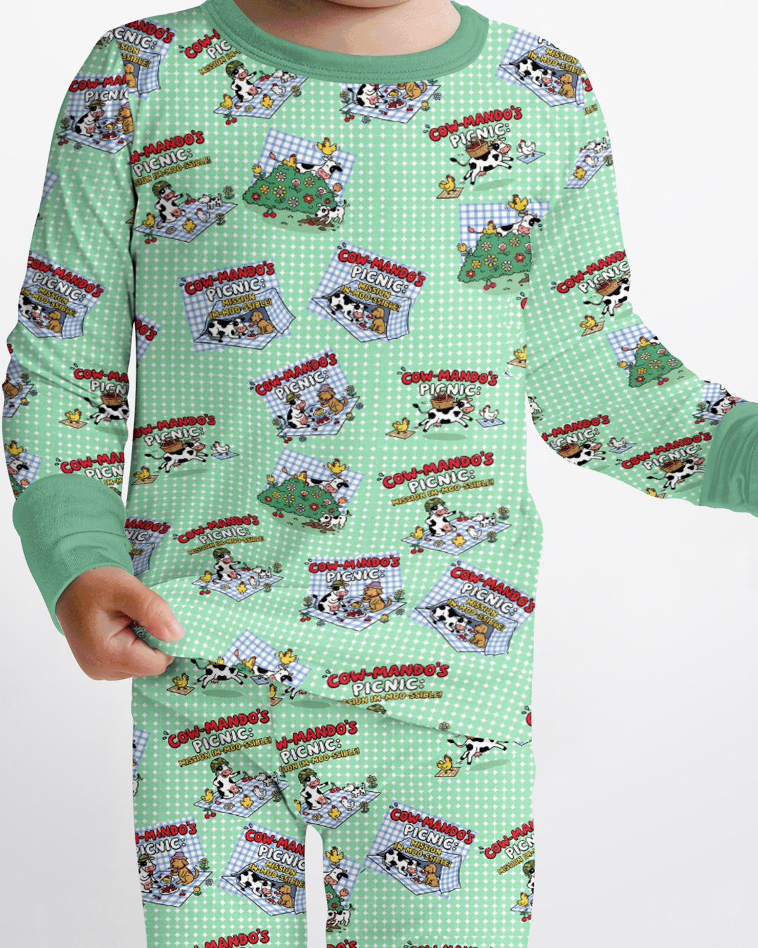 Mission Im-moo-sible Bamboo Two Piece Long Sleeve Pajama Set