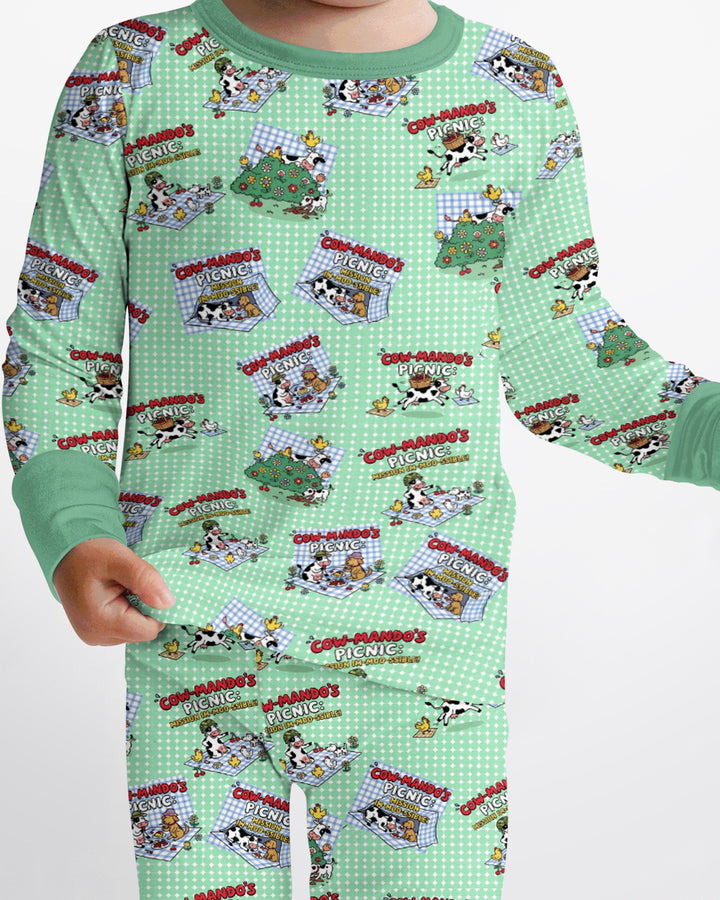Mission Im-moo-sible Bamboo Two Piece Long Sleeve Pajama Set