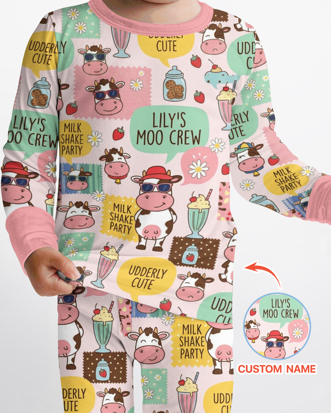 Custom Name The Milkshake Secret Society Bamboo Two Piece Long Sleeve Pajama Set