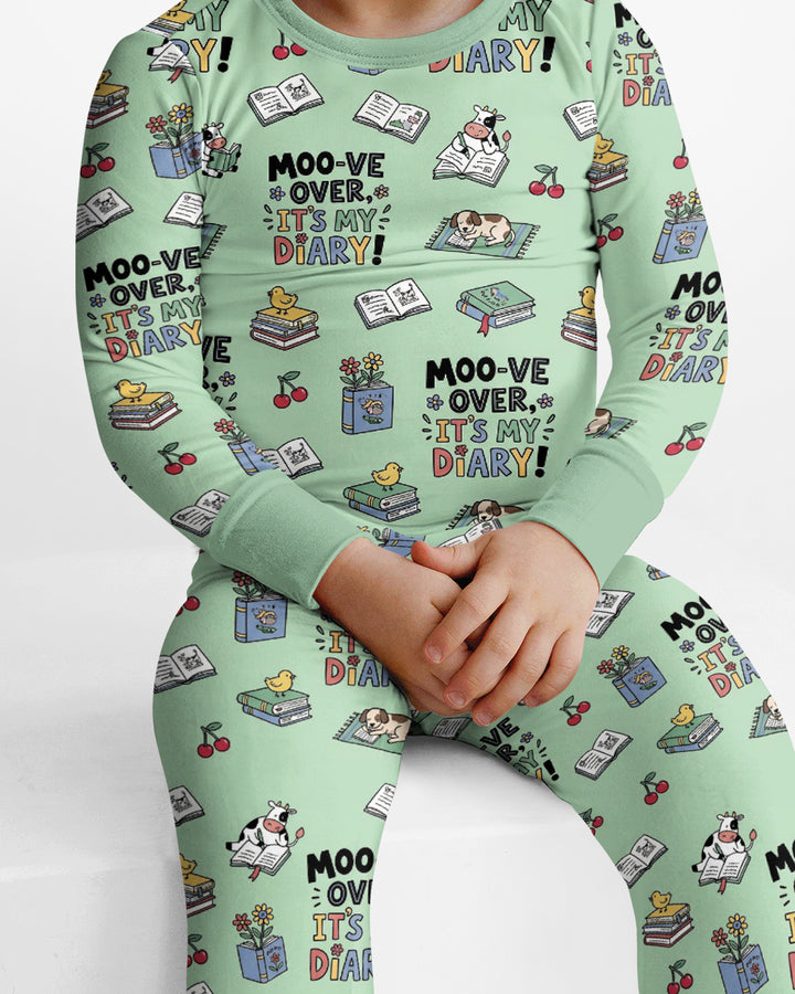 Moove Over Its My Diary Bamboo Two Piece Long Sleeve Pajama Set