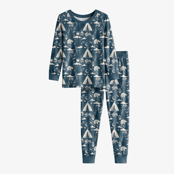 Night Camping Adventure Matching Family Bamboo Two Piece Long Sleeve Pajama Set