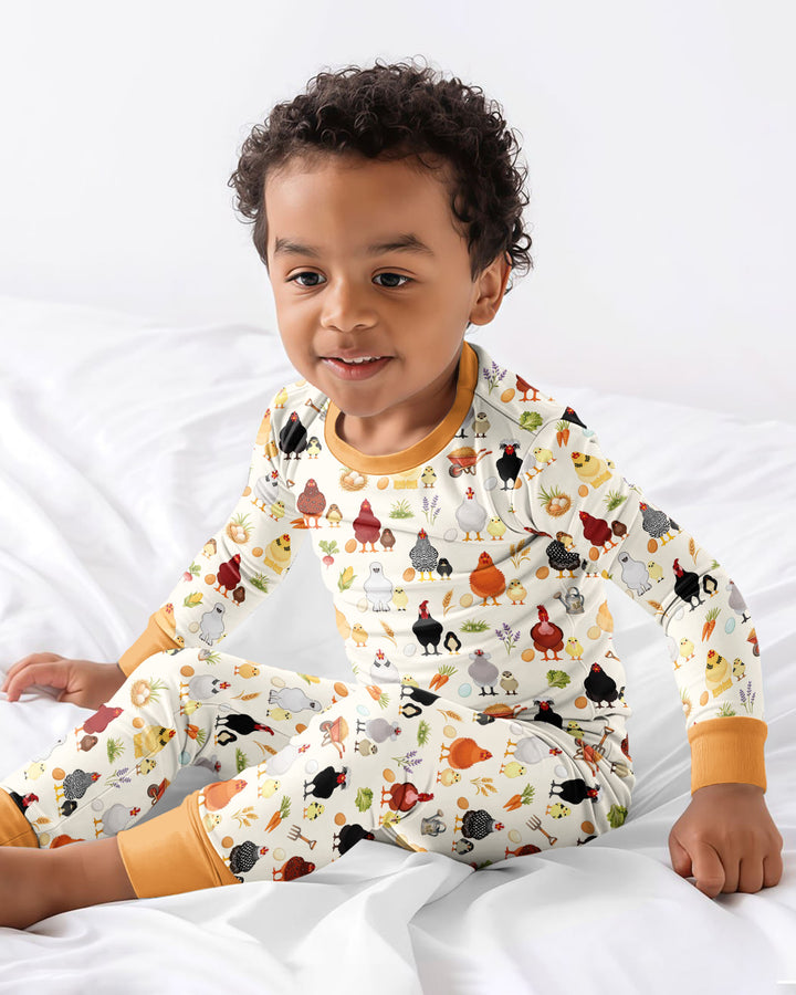 Chicks & Eggs Bamboo Two Piece Long Sleeve Pajama Set