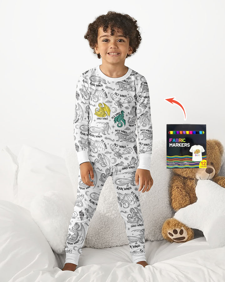 Elemental Dragons Colorable Bamboo Two Piece Long Sleeve Pajama Set