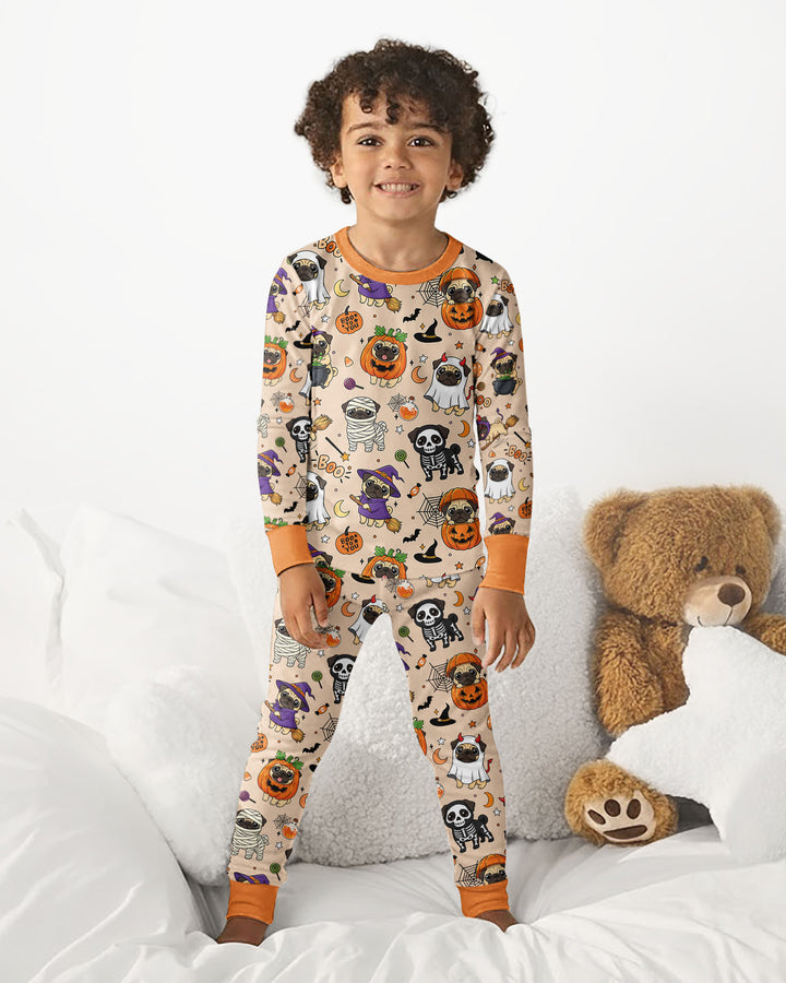Spooky Pug Bamboo Two Piece Long Sleeve Pajama Set