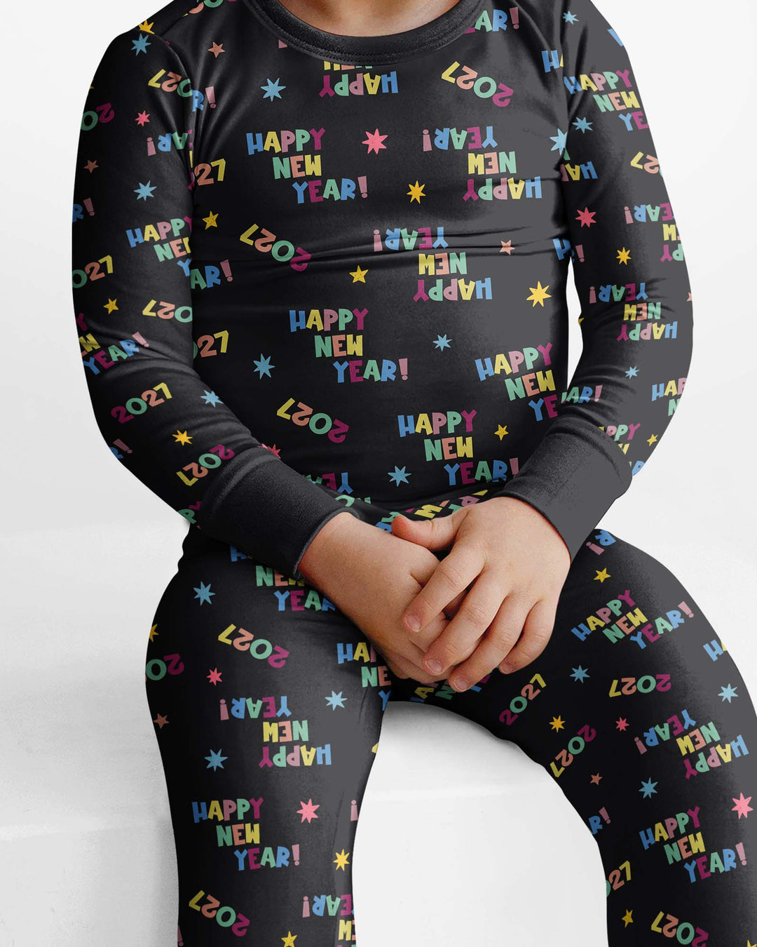 Retro Happy New Year 2027 Bamboo Two Piece Long Sleeve Pajama Set