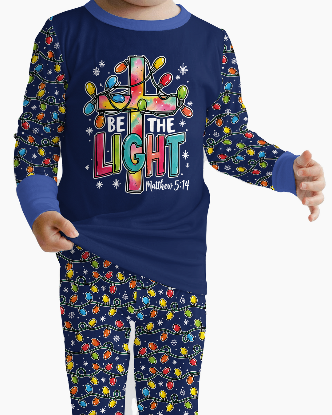 Christian Cross Be The Light Bamboo Two Piece Long Sleeve Pajama Set