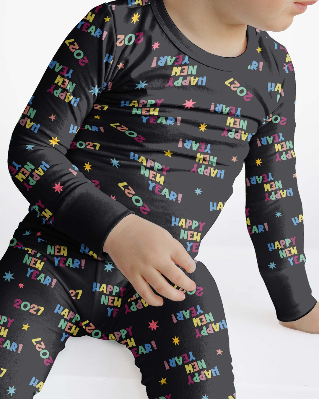 Retro Happy New Year 2027 Bamboo Two Piece Long Sleeve Pajama Set