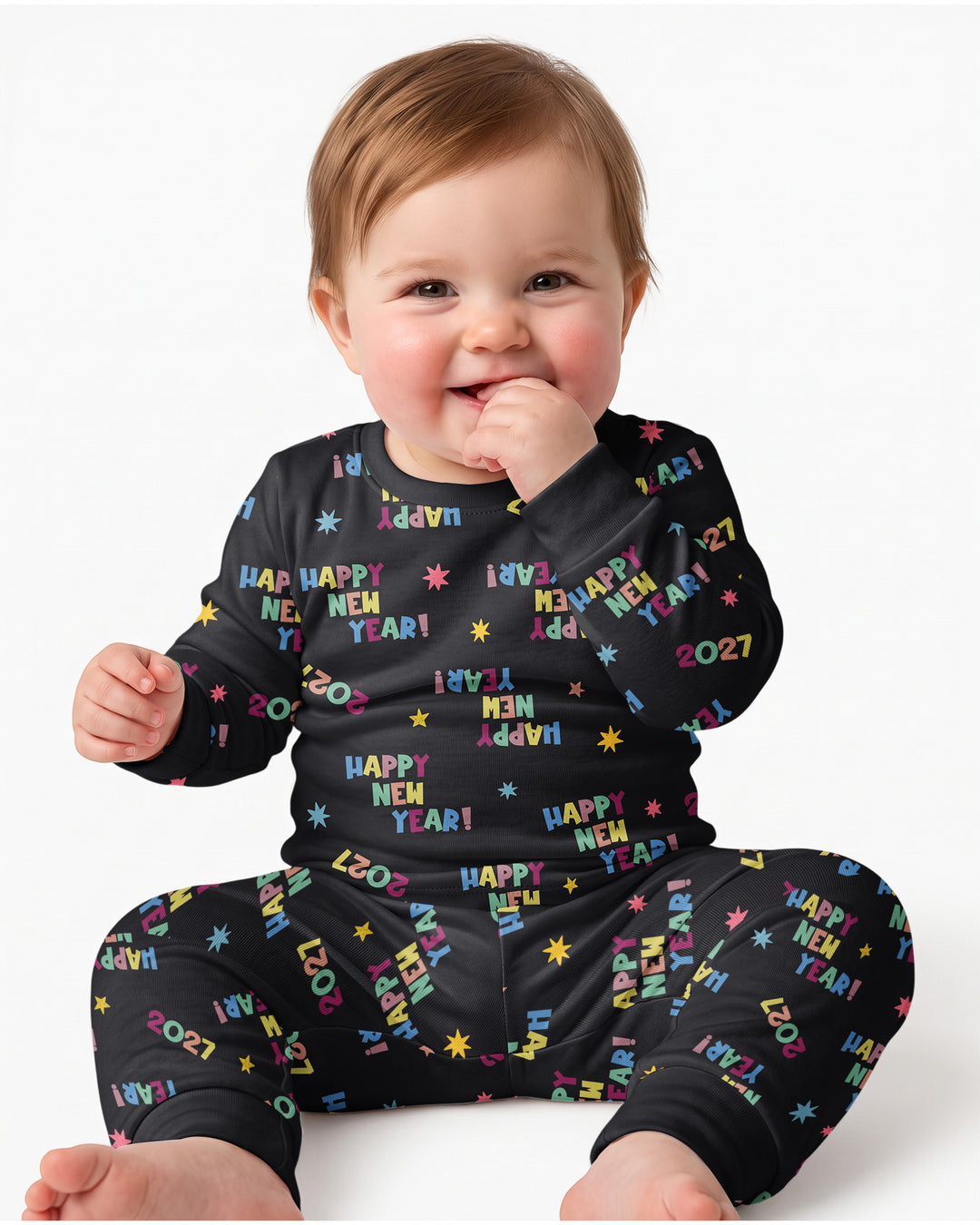 Retro Happy New Year 2027 Bamboo Two Piece Long Sleeve Pajama Set