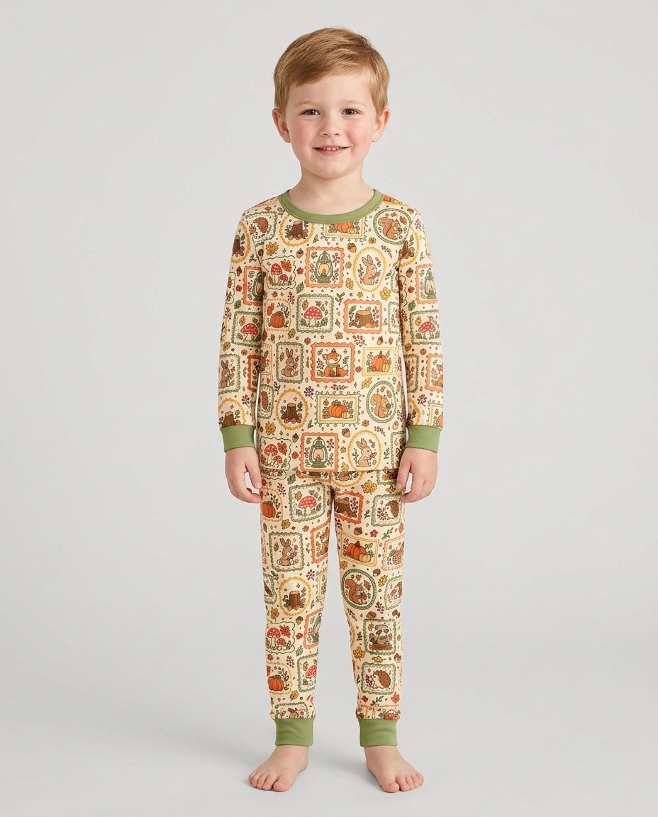 Woodland Animal Fall Bamboo Two Piece Long Sleeve Pajama Set