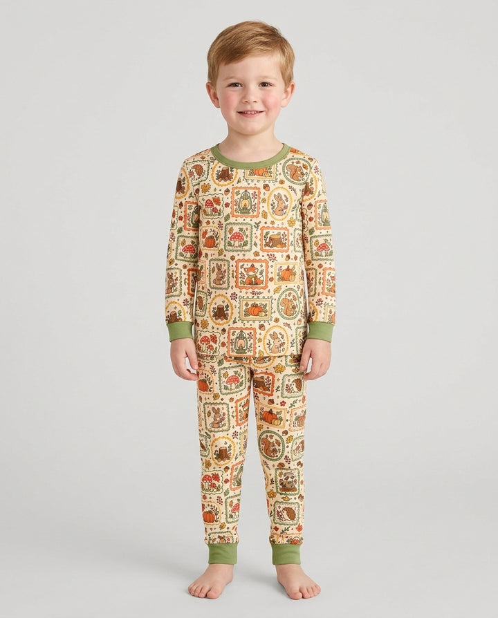 Woodland Animal Fall Bamboo Two Piece Long Sleeve Pajama Set