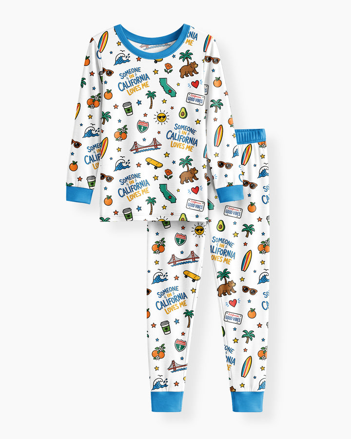 Someone in California Loves Me Bamboo Two Piece Long Sleeve Pajama Set (P)