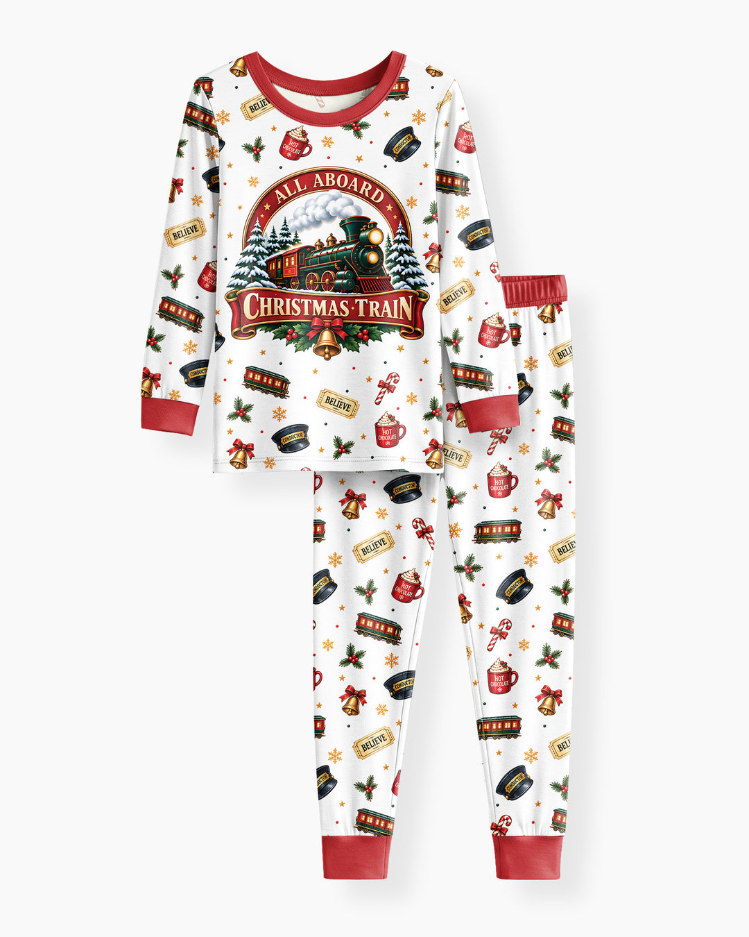 All Aboard Christmas Express Bamboo Two Piece Long Sleeve Pajama Set