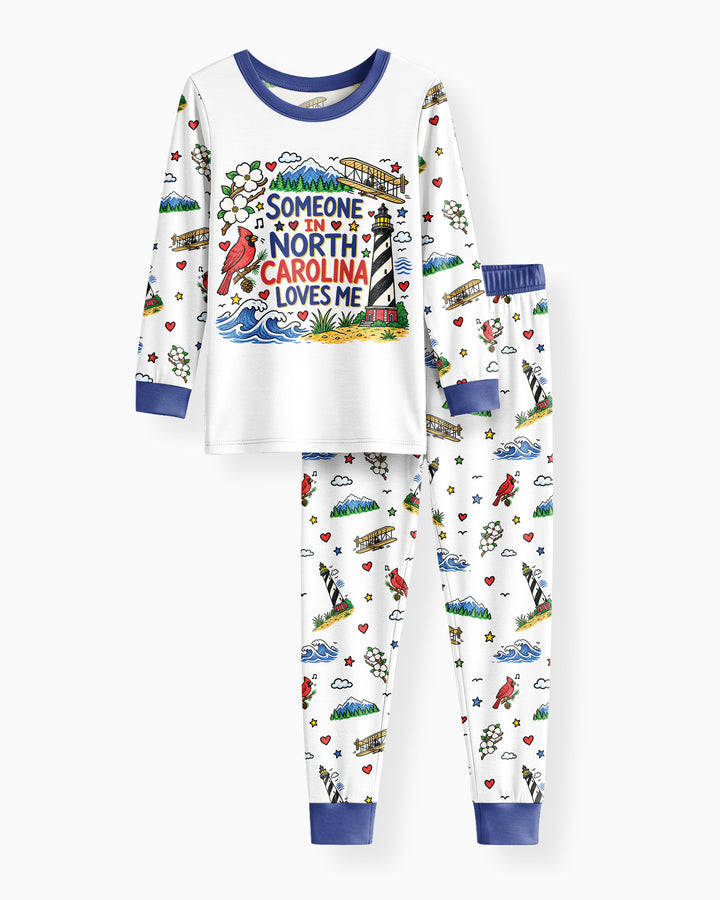 Someone in North Carolina Loves Me Bamboo Two Piece Long Sleeve Pajama Set