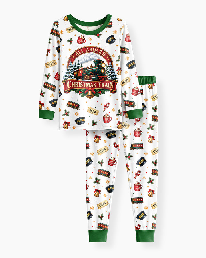 All Aboard Christmas Express Bamboo Two Piece Long Sleeve Pajama Set