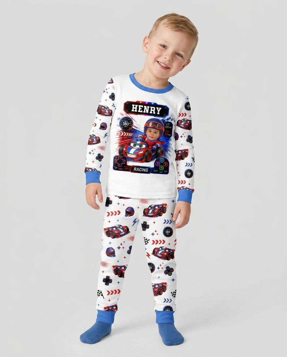 Kids Racing Car Bamboo Two Piece Long Sleeve Pajama Set