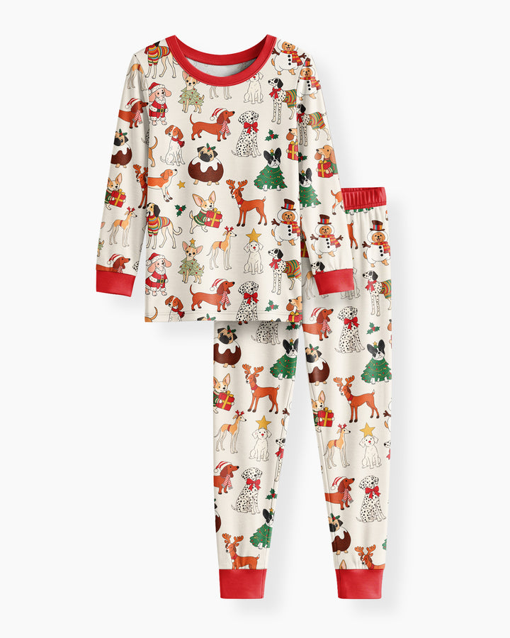 Santa Paws Parade Bamboo Two Piece Long Sleeve Pajama Set